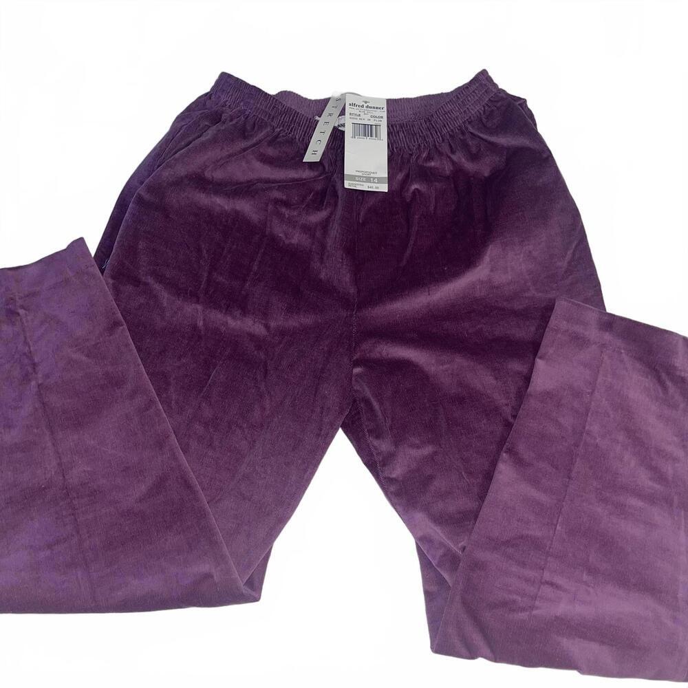 NWT Alfred Dunner $40 Plum Velvet Stretch Lounge Pants Woman's Size 14 New